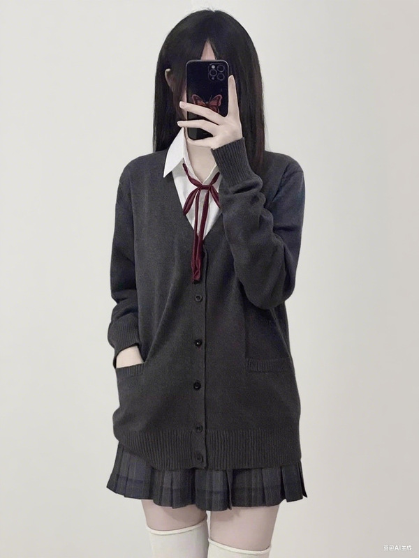新しい日本のカレッジスタイルの春と秋のJKセーターゆるい純粋なマルチカラーのVネックニットカーディガン長袖ジャケット女性用|undefined