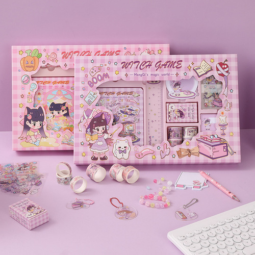 Cute Cartoon Sticker Handbook Set Children's Student Gift Prize Girl Heart Handbook Gift Box Set