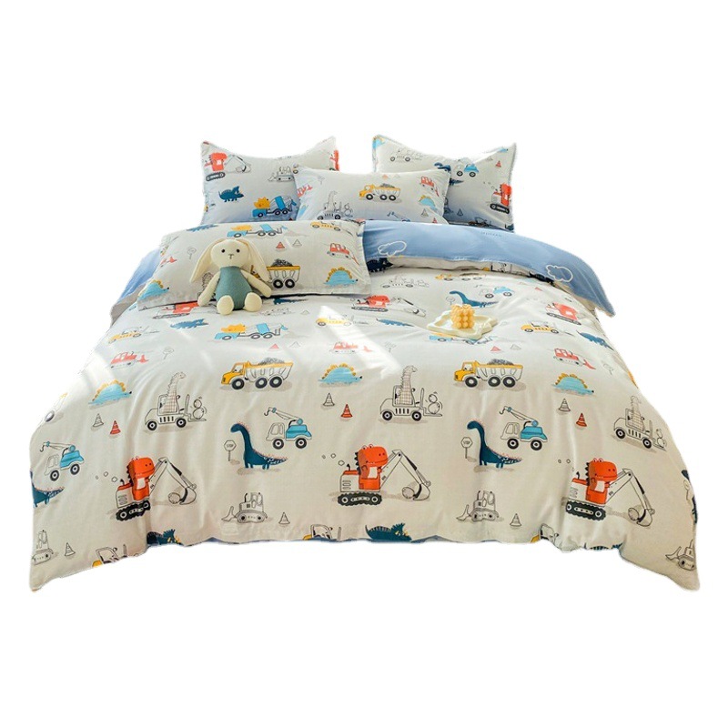 Un tipo de funda de edredón de algodón de algodón, funda de edredón, tela de una sola pieza, grado materno e infantil, funda de edredón individual, dibujos animados de verano