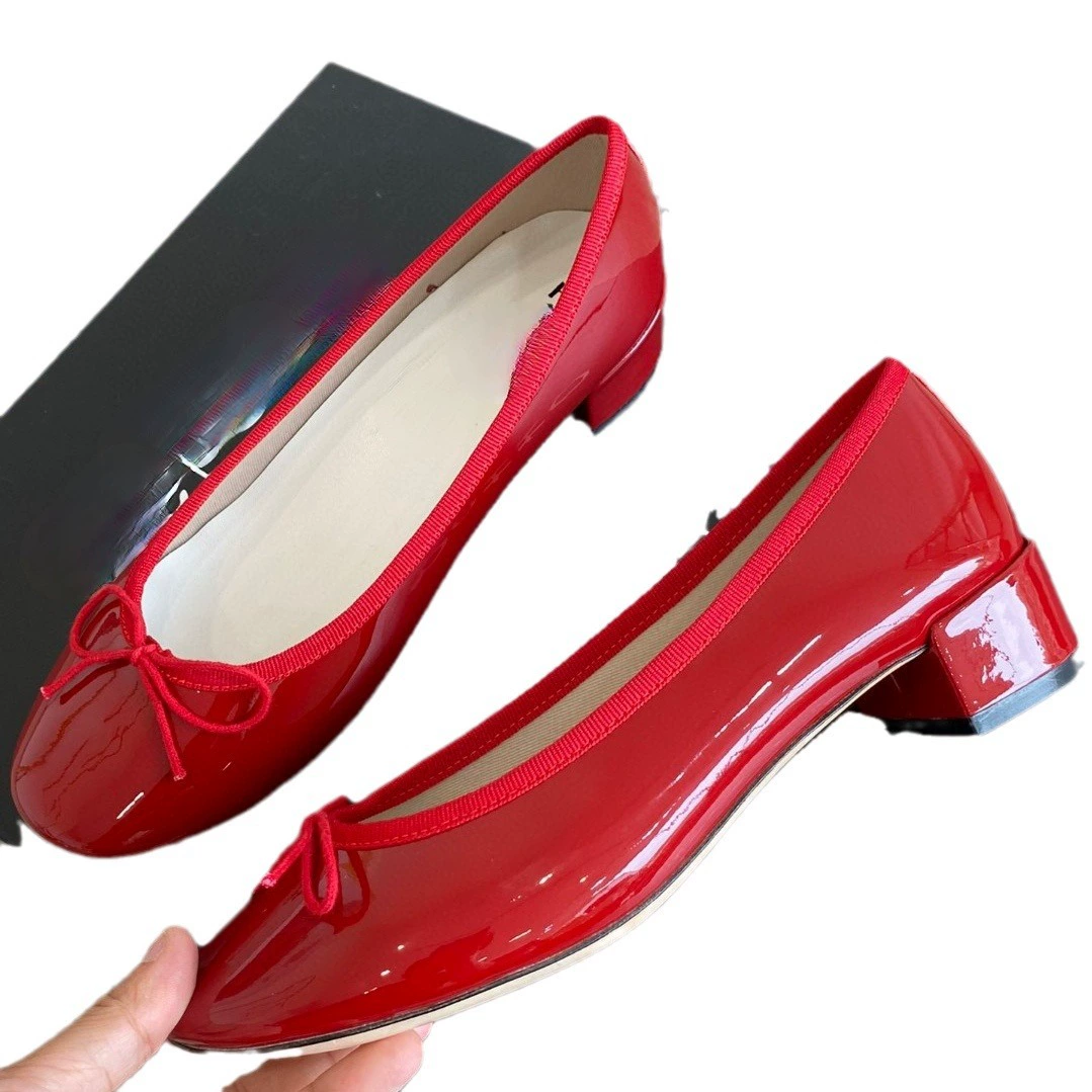 Туфли Мэри Джейн (Repetto) с круглым носом, пряжка-бантик, подошва из натуральной кожи, балетки и каблук 3 см