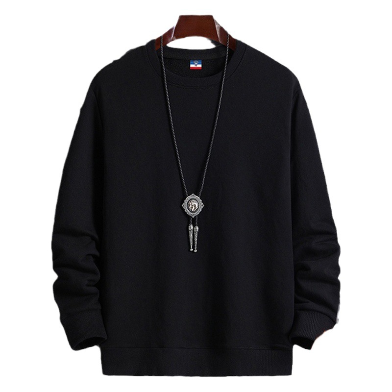 New Sweater Men's Spring and Autumn Men's Long-sleeved T-shirt Crewneck Pullover Casual Base Shirt Fashionable Top for Youth fleece-lined