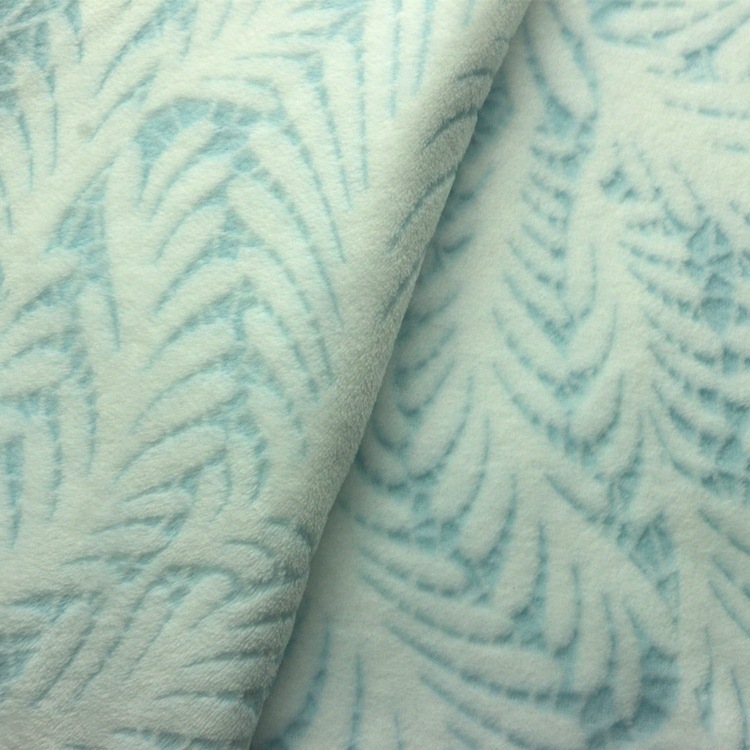 全涤双色双面印花法兰绒芦苇烧花法莱绒烂花法兰绒布服装家纺面料