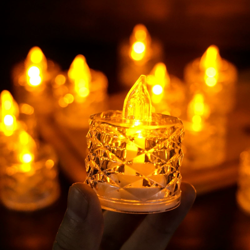 12 шт. в упаковке прозрачные кристальные мини-свечи LED-огни для рождественской decor