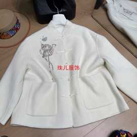 手工保暖新品盘扣气质工厂口袋秋冬百搭南油直销羊绒大衣毛呢外套
