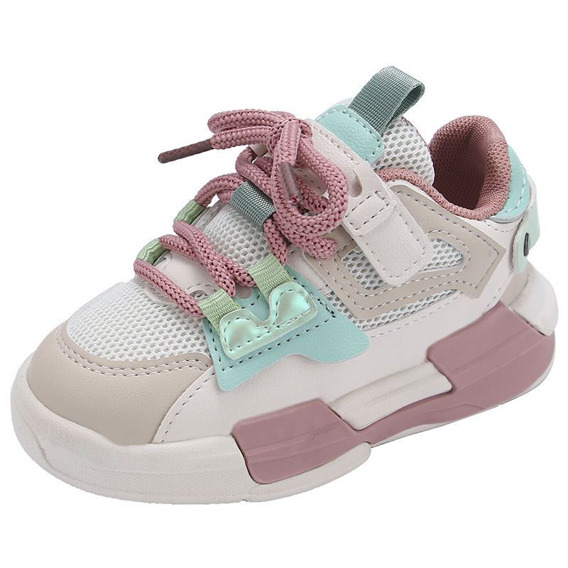 2022 primavera nuevos niños ocasionales Zapatos de molienda pegatinas zapatilla ligero transpirable y niñas moda tablero