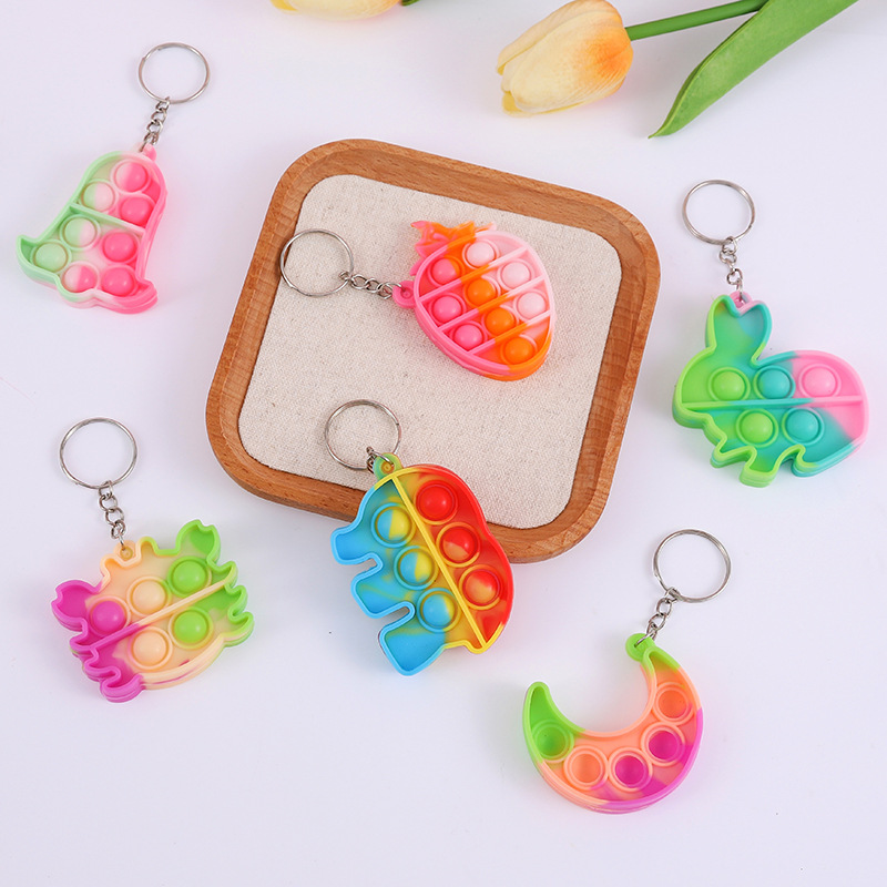 Dedo de presión burbuja Le descompresión juguete infantil pequeña descompresión arco iris llavero colgante regalo de jardín de infantes