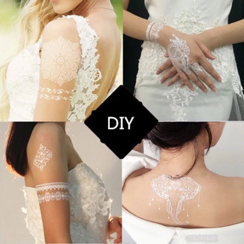 Set of Six Wedding Tattoo Stickers for Brides and Bridesmaids, Waterproof and Long-Lasting White Lace Sexy Body Painting Watermark Paper