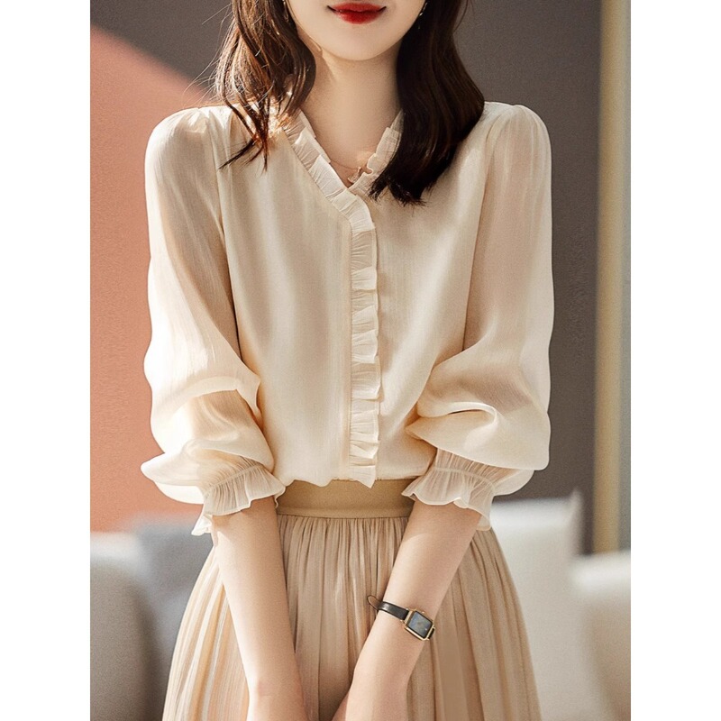2026 Summer New Fashion Stylish and Youthful High-End Fashion Textured Stand-Collar Long-Sleeve Shirt A2915