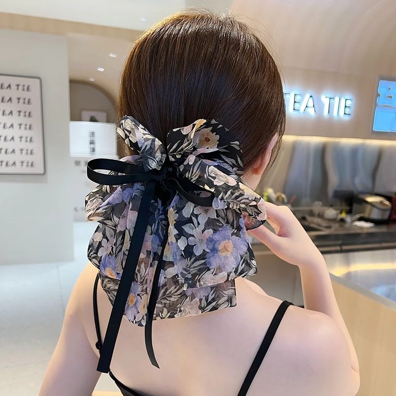 スーパーフェアリーリボンヘアピン女性の夏の後頭部クリップインターネット有名人 2025 新しいヘアピン高頭頂頭飾りクリップ|undefined