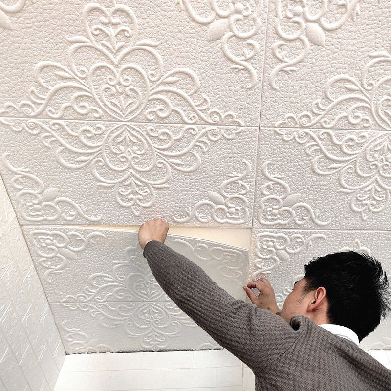 Self-Adhesive Wallpaper Waterproof Ceiling Ceiling Living Room Bedroom Wall Sticker 3D Stereo Wallpaper Decorative Roof