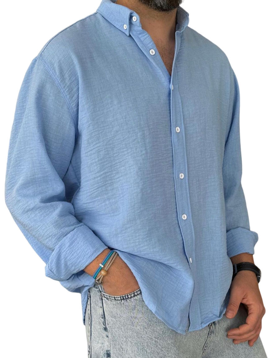 Men's Brushed Overcoat With Turn-down Collar Solid Long Sleeve_voghion.com
