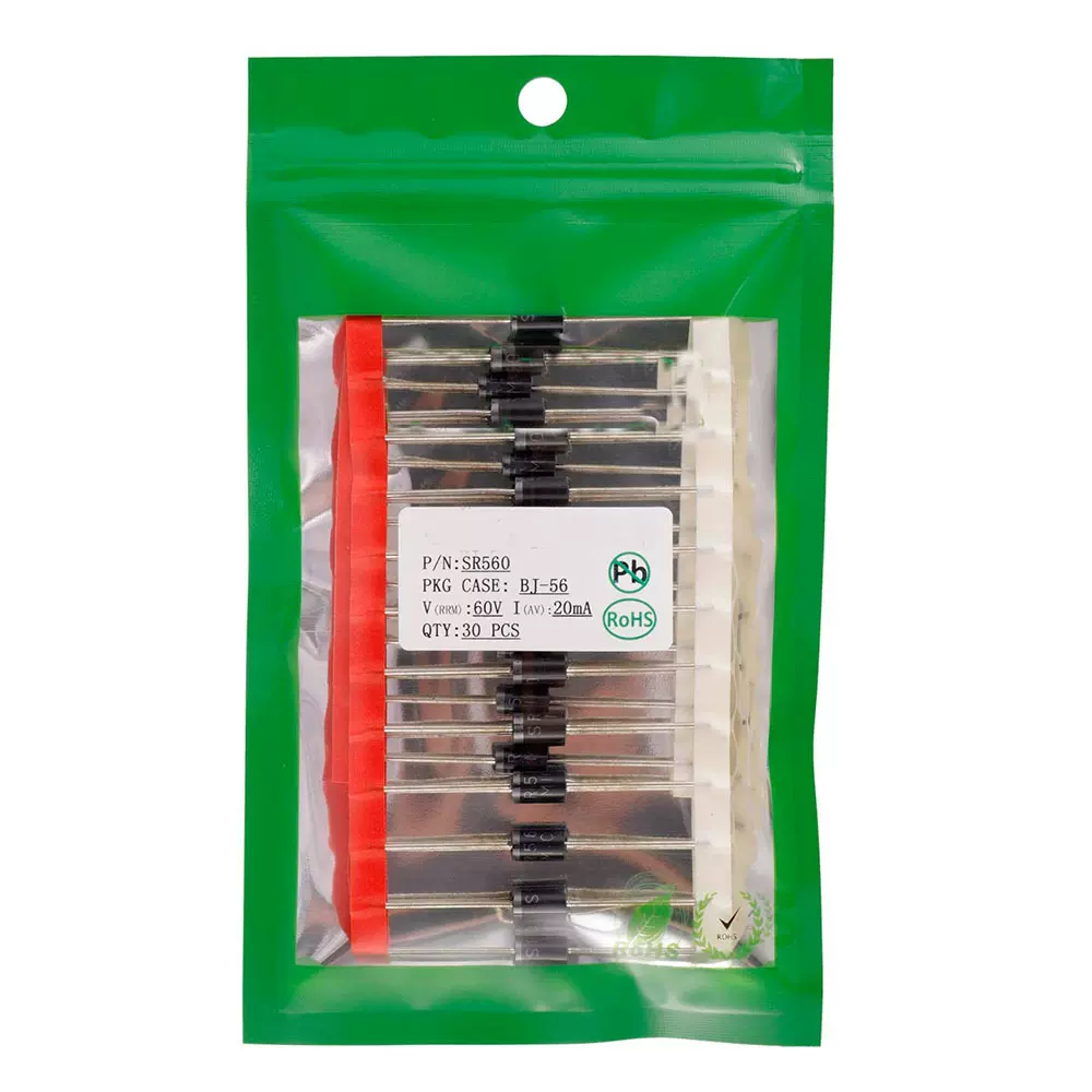 SR560 (SB560) 肖特基屏障整流器二极管 5A 60V DO-201AD5 50个装
