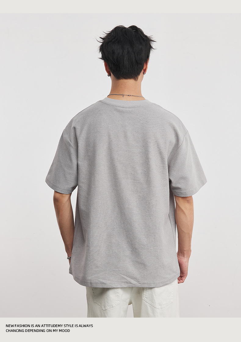 Áo thun nam cổ tròn tay ngắn thêu họa tiết chất liệu cotton thoáng mát — đen chi tiết 10