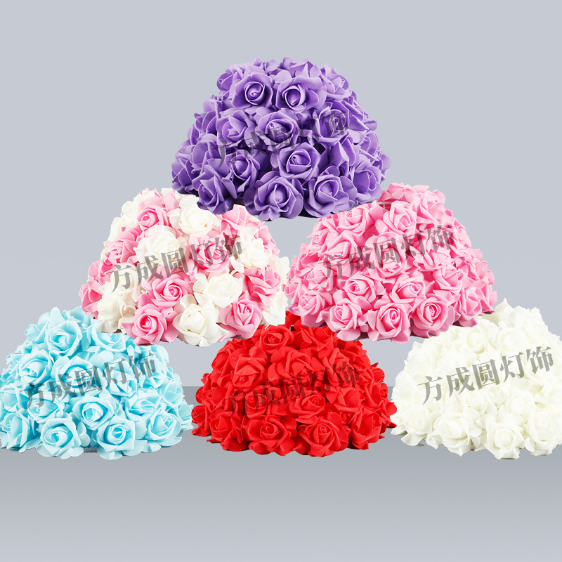 Pantalla de lámpara de bola de flores transfronteriza atmósfera romántica cubierta de lámpara de cabecera de dormitorio decoración de flor de rosa creativa lámpara de escritorio pantalla de lámpara de pie
