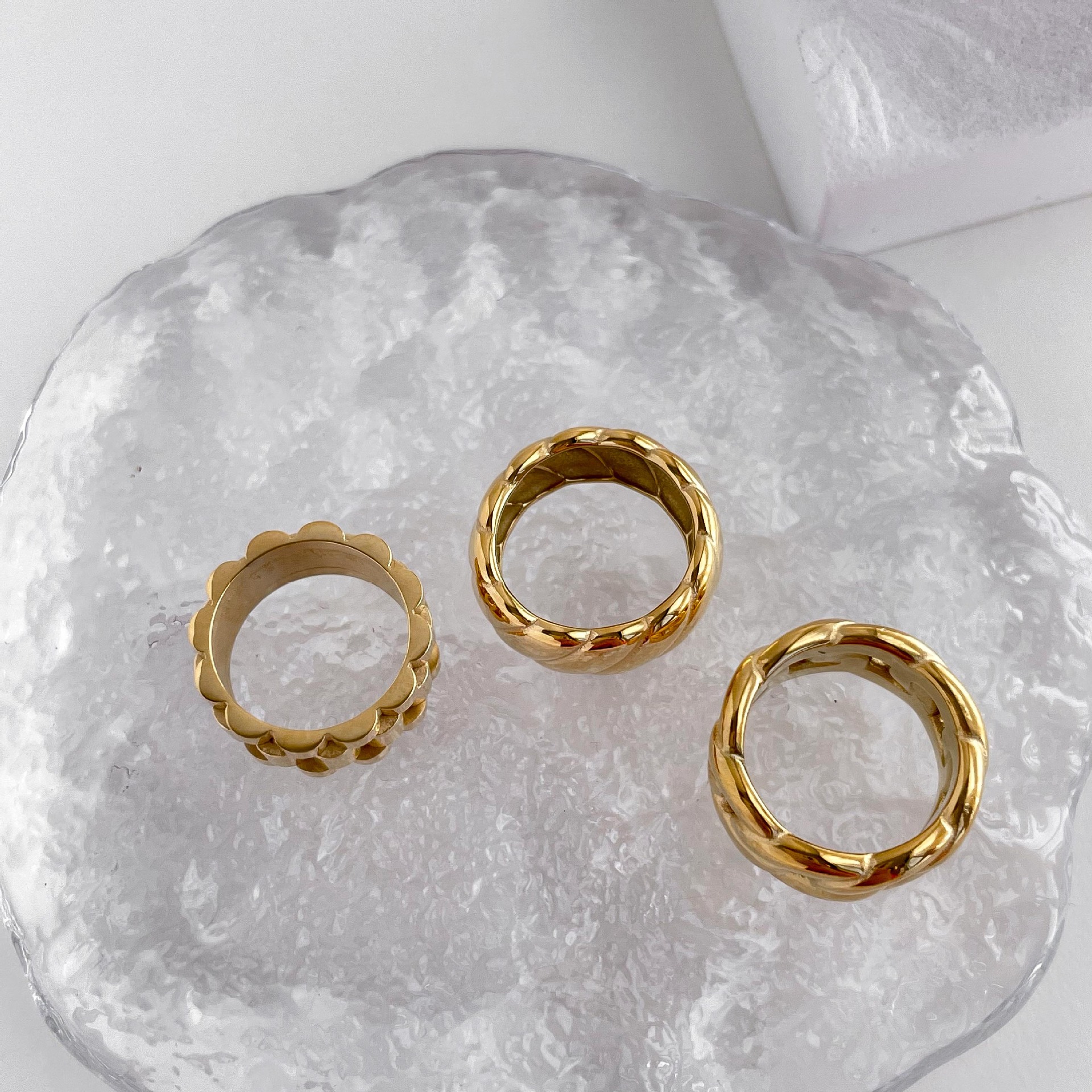U Shape Pattern Women'S Gender Simple Style U Shape Titanium Steel Plating Rings