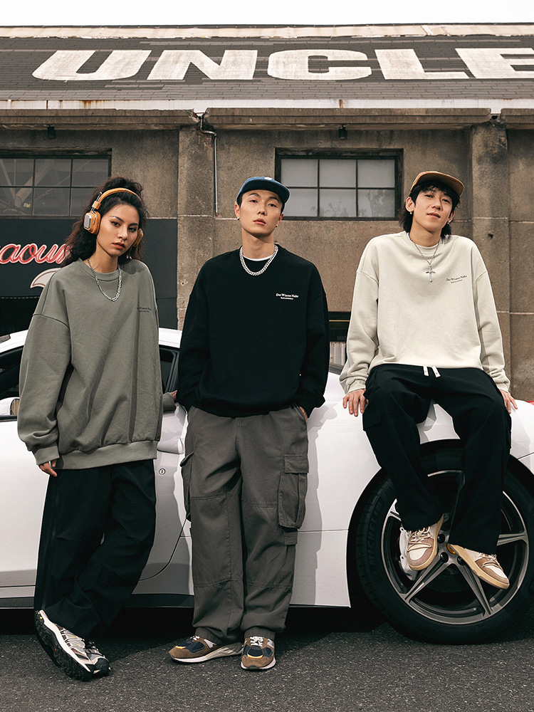 Suéter de cuello redondo con estampado americano retro para hombre, nuevo estilo de primavera, marca de moda callejera, traje de pareja suelto pesado, chaqueta ins