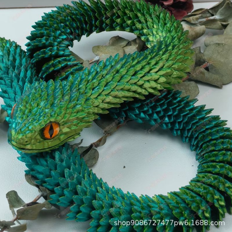 网红爆款3d打印蛇年新款蝰蛇全身关节可动立体动物夜光模型礼物源|undefined