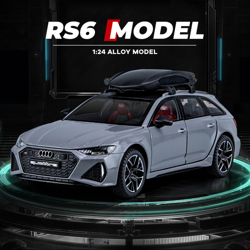 Jinlifang 1/24 Audi Rs6 Alloy Car Model Pull-Back Sound and Light Toy Van Travel Car Boxed