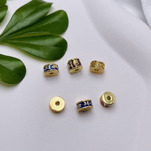 diy jewelry accessories 18k gold-filled six-character mantra loose beads spacer beads spacer earrings bracelet necklace wholesale