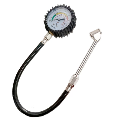 Car tire pressure gauge, mechanical inflation nozzle, motorcycle and electric vehicle tire pressure gauge, inflation nozzle connector, metal (Air pressure gauge/tire pressure gauge) - mechanical-watch-air-pressure-rod-model