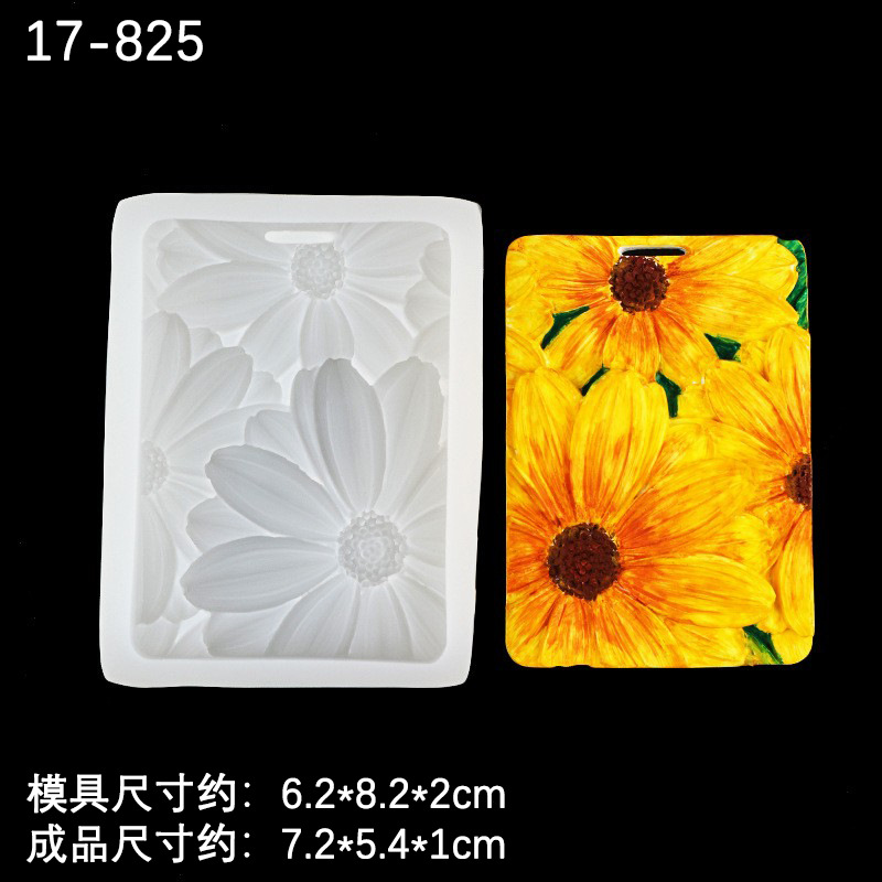 Rectangular grande Daisy ginkgo hoja listado de silicona molde aromaterapia yeso chocolate epoxi colgante cera chip