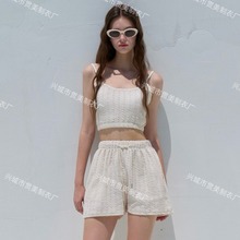 5色】夏韩国小众简约吊带背心宽松短裤分体泳衣三件套沙滩bikini