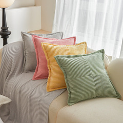 Modern Light Color Cushion Cover Velvet Cushion Corn Stripe Patchwork Edge Sofa Cushion Amazon Cushion Cover 