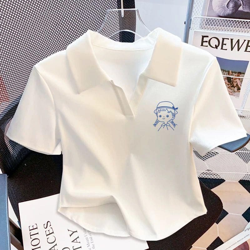 흰색 옷깃 - 파란색 어린 소녀