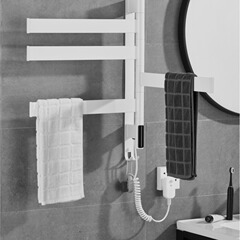 No punching electric heated towel rack bathroom smart constant temperature carbon fiber multi-functional drying heated towel rack wall hanging