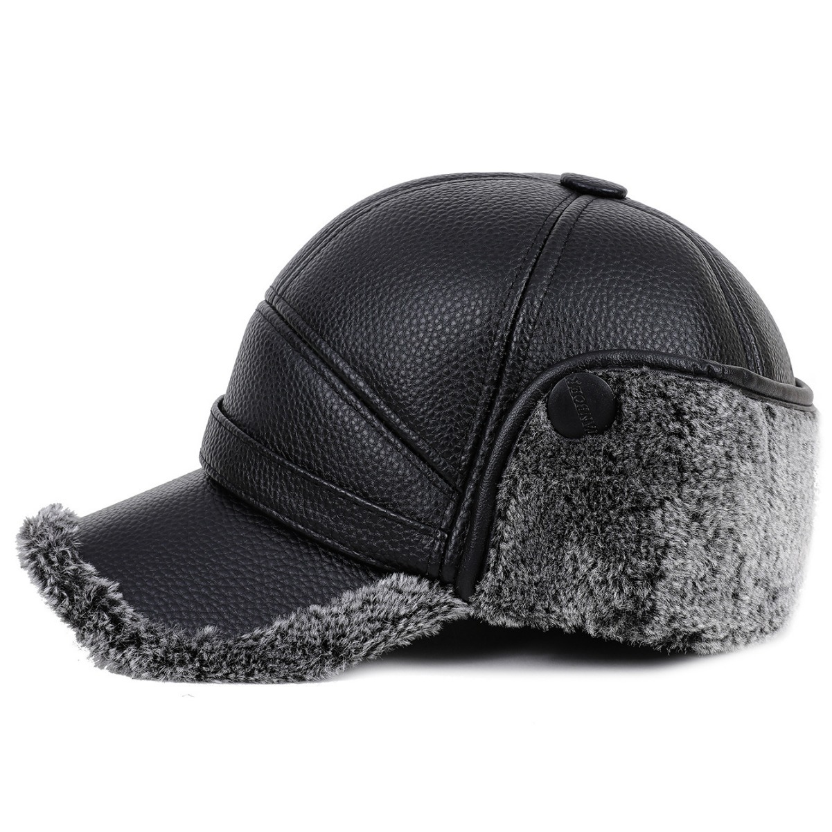 Invierno sombrero de mediana edad y ancianos orejeras cálidas para hombres sombrero de cuero forrado de lana viejo abuelo papá sombrero gorra de pico del todo partido