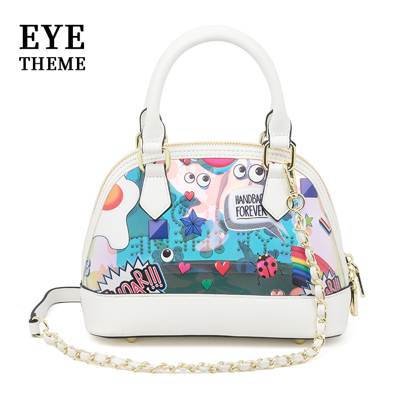 Damas de moda 2025 bolsas transparentes de color TPU de gelatina impresa de diseño de bolsas portátiles de conchas de mano 2779 #