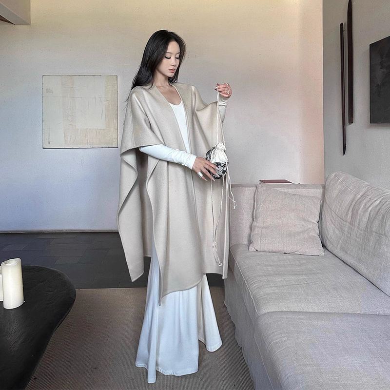 赫本双面呢高级感大衣女2025年新款风衣斗篷毛呢外套秋冬长款|undefined