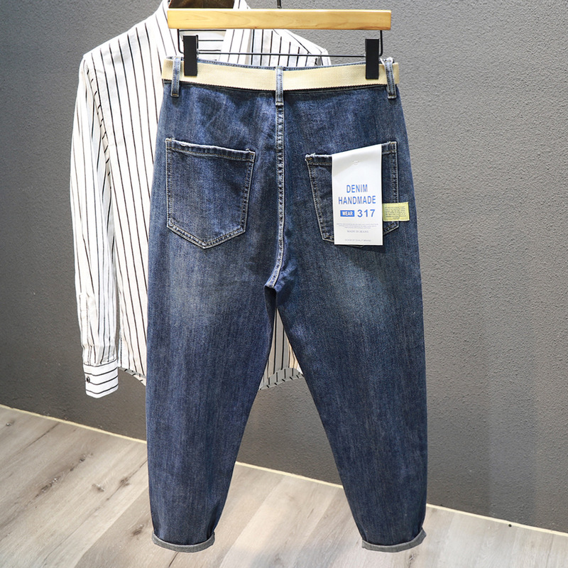 Trendy Brand Blue Harlan Jeans Men's 2021 Autumn New Loose Wide Leg Youth All-match Stretch Skinny Pants