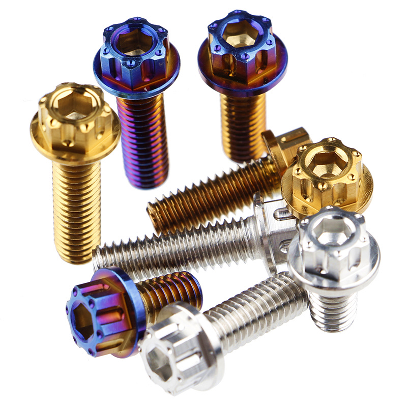 M8 tornillo hexagonal interno y externo 304 acero inoxidable quemado tapa de brida azul tornillo de oro fijación modificado motor eléctrico CNC Seiko