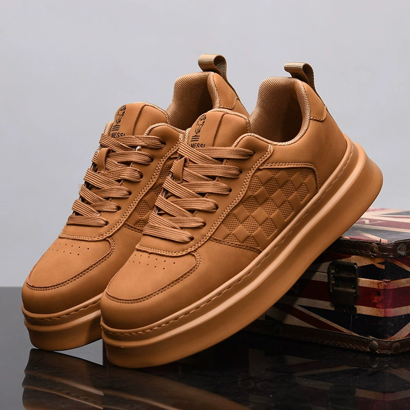 Весенняя и осенняя повседневная мужская обувь дикая кожаная пара кроссовки кожаные туфли увеличены маленькие белые туфли Маккуин мужские и женские туфли MY9038