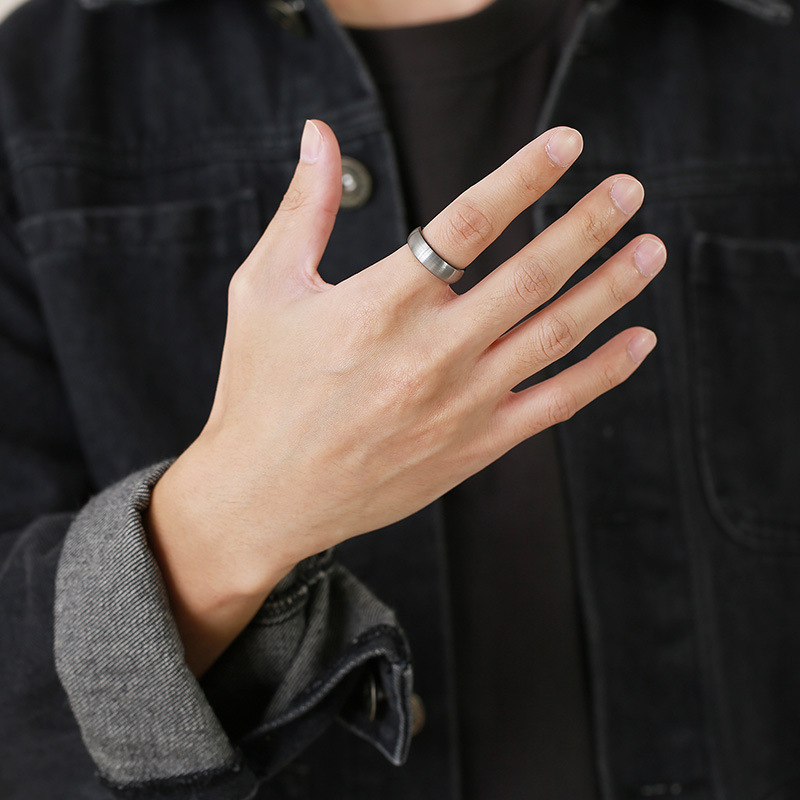 Simple Style Letter Tungsten Steel Rings Plating Stainless Steel Rings