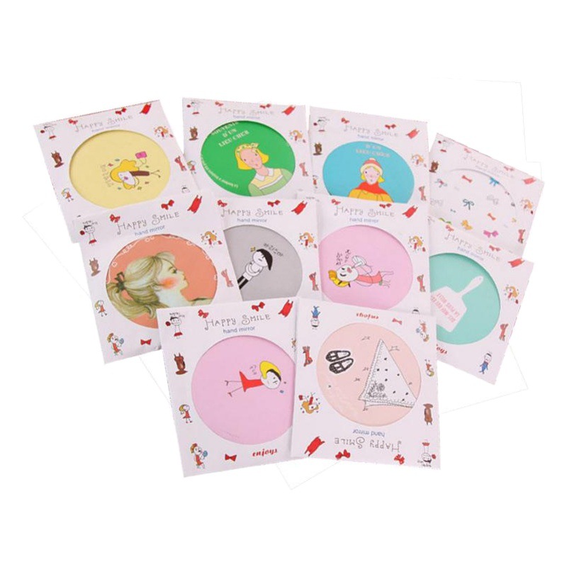 Lindo espejo de maquillaje de dibujos animados espejo pequeño espejo vestidor portátil pequeño espejo redondo promoción