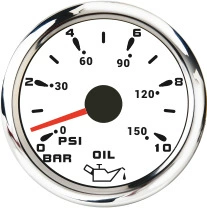 85mm0-200kmh: automobile instrument - oil-pressure-gauge-white-background-silver-edge