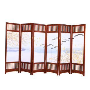 Paint baking process step-by-step up and down vertical grid screen partition new Chinese crystal porcelain plate double-sided printing pattern folding screen