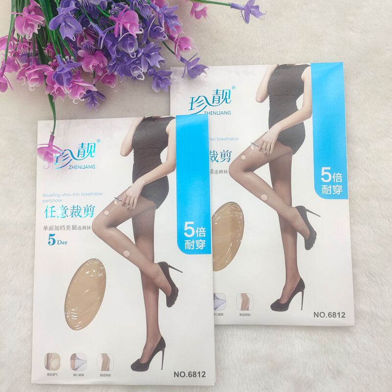 Zhenjing 6812 Summer Ultra-thin 5D Base Stockings Arbitrary Cut Pantyhose Plus Crotch Light Leg Foot Socks
