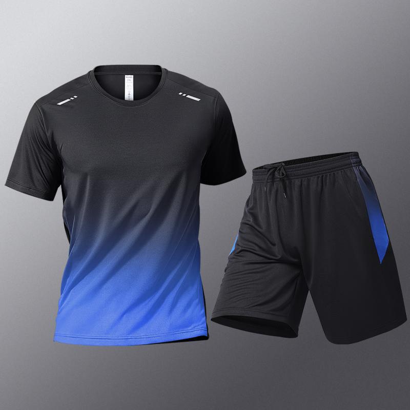 Suit Trendy T-Shirt Summer Korean Style Two-Piece Quick-Drying Thin Men's Ice Silk Mesh Sportswear Short-Sleeved Loose Suit Trendy T-Shirt Summer Korean Style Two-Piece Quick-Drying Thin Men's Ice Silk Mesh Sportswear Short-Sleeved Loose