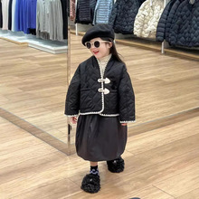 2024冬款童装 女童新中式 汉服 斜襟复古夹棉外套 中国风宽松棉衣