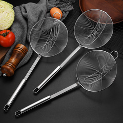 Thickened stainless steel wire strainer for restaurant hot pot double hook oil strainer four-line frying filter spoon strainer wholesale 