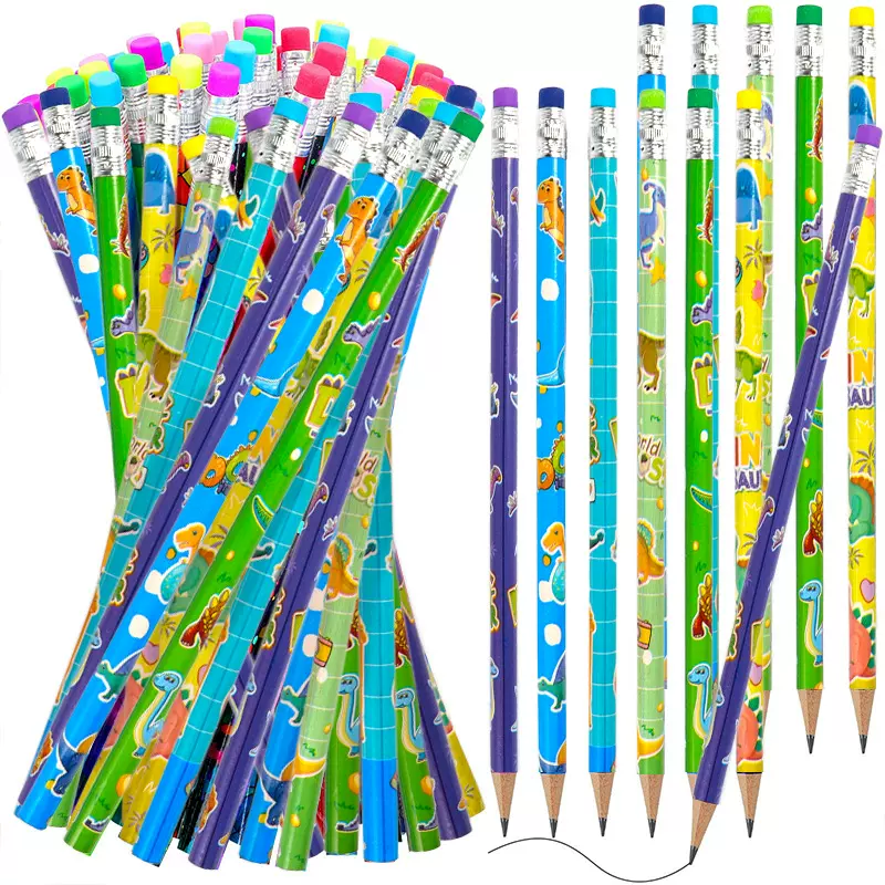 厂家批发可爱卡通恐龙带橡皮HB小学生儿童绘画书写铅笔直销