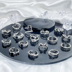 歐美朋克個性暗黑風開口戒指女小眾設計不規則時尚精緻百搭食指戒