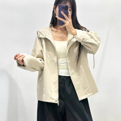 古咖服饰秋季连帽风衣外套女装宽松休闲纯色外搭夹克开衫工装上衣