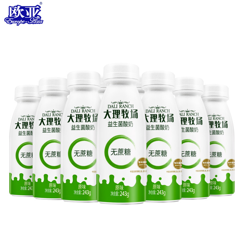 Oriental-Eurasian Low Temperature Probiotic Yogurt without Added Sugar, Xylitol, 243g*12 Bottles Dairy Product