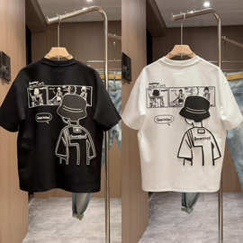 100%纯棉】男童短袖t恤趣味动漫新款上衣夏季中大童宽松男孩半袖