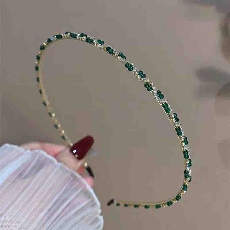 Grandmother's Green Hair Hoop Exquisite High-end Sense Super Fairy Retro All-match Hair Clip Handmade Hair Hoop New Hair Compression Accessories