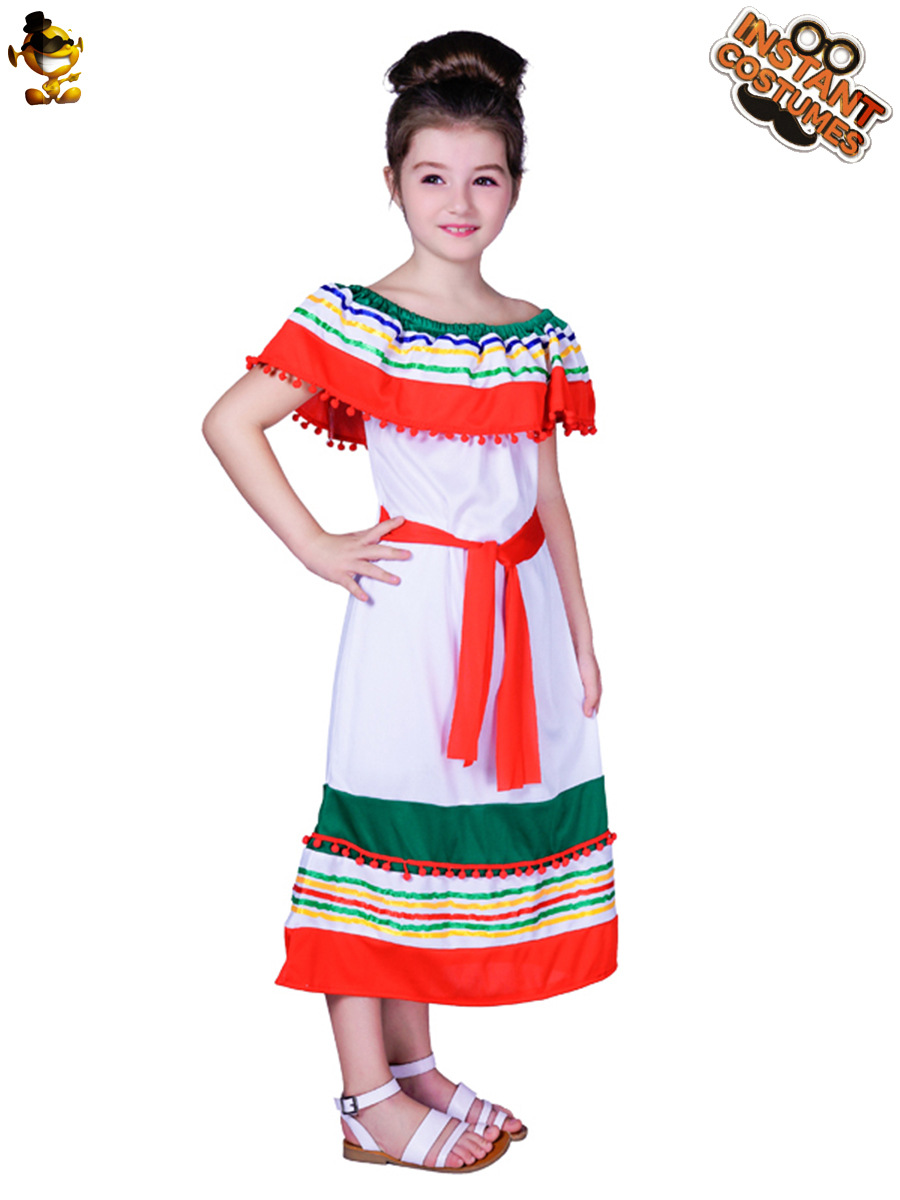 Vestido DE LOS NIÑOS estilo mexicano niñas etapa rendimiento traje Halloween Carnaval